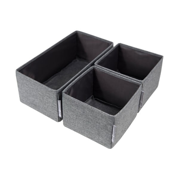 Комплект от 3 сиви органайзера за чекмеджета - Bigso Box of Sweden