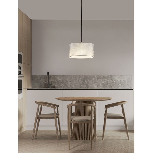 Бяло ленено висящо осветително тяло ø 38 cm Linnet – Nova Luce-image-1