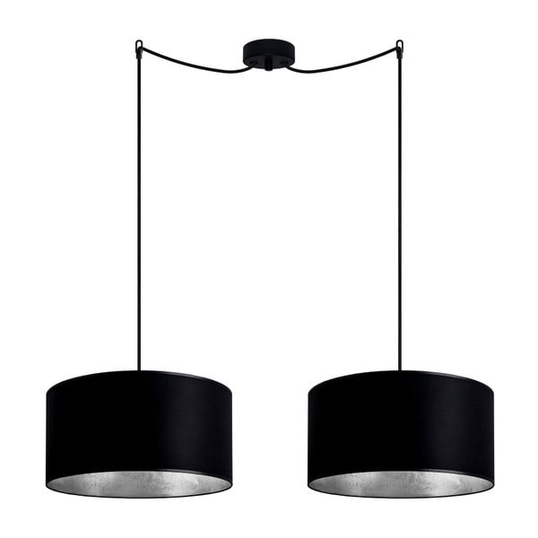 Черна висяща лампа с двойно рамо и сребрист интериор , ⌀ 36 cm Mika - Sotto Luce