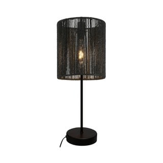 Черна настолна лампа с абажур от тъканa тръстика (височина 48 cm) Foresto – GTV
