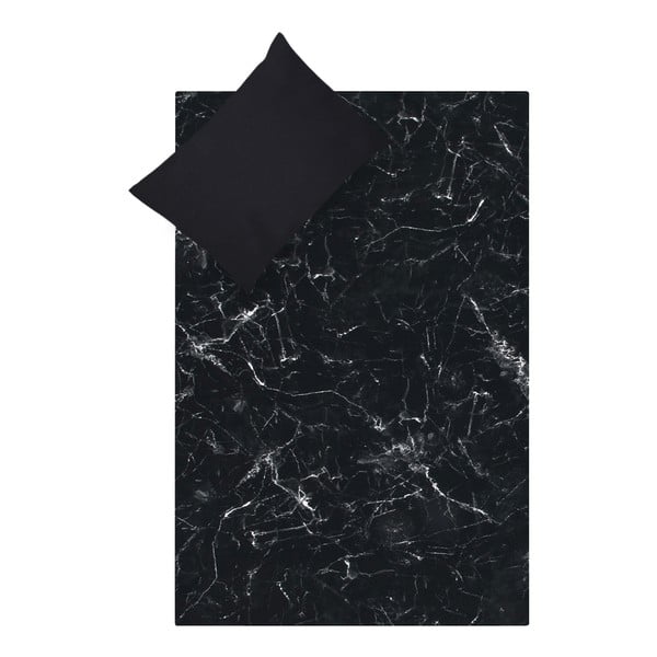 Черно спално бельо за единично легло от памучен перкал, 155 x 200 cm - Westwing Collection