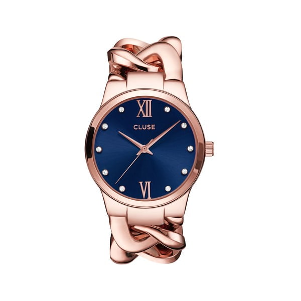 Dámské hodinky Elegante Stones Rose Gold/Royal Blue, 38 mm
