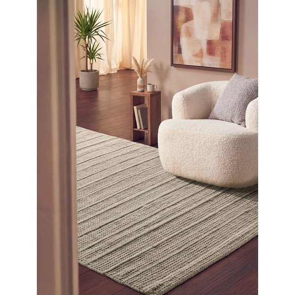 Кремав ръчно изработен вълнен килим 80x150 cm Camden Parker – Ted Baker-image-1