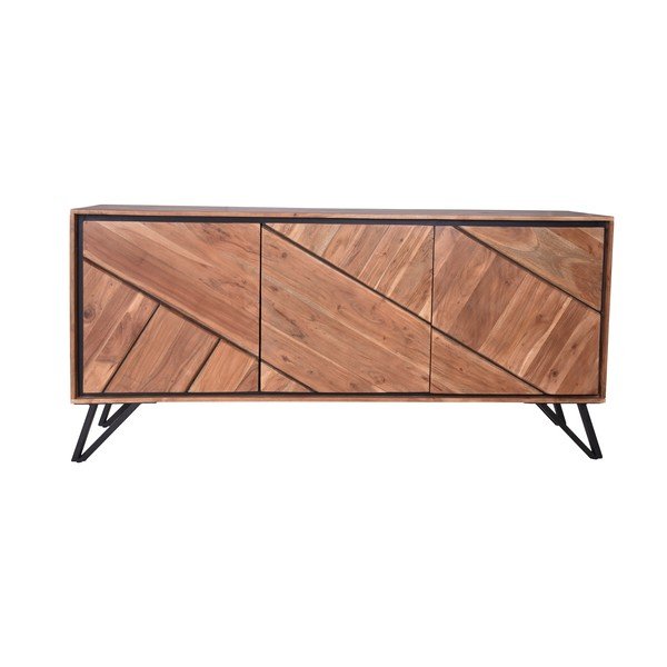 Скрин от масивна акация в естествен цвят 150x76x40 cm Ambala – Interia Home & Living