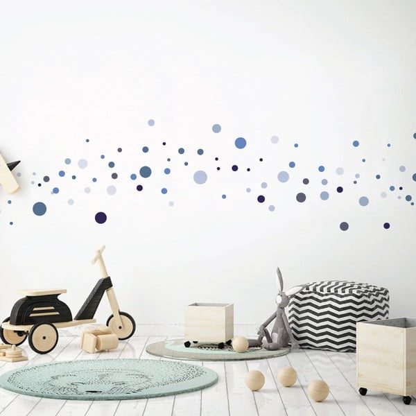 Комплект от 100 сини стикера за стена Кръгли стикери - Ambiance-image-1