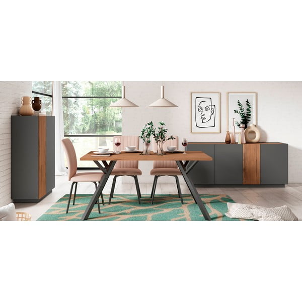 Маса за хранене с плот от орехово дърво 90x160 cm Paola - Marckeric-image-1