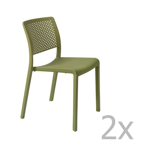 Комплект от 2 зелени градински стола Trama Simple - Resol