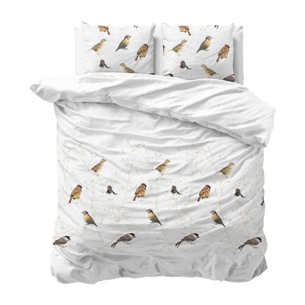 Povlečení s příměsí bavlny na dvoulůžko Sleeptime Birdy, 240 x 220 cm