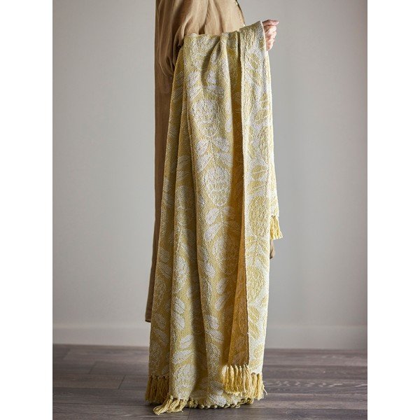 Жълто одеяло със смес от памук 130x155 cm Pratello – Bloomingville-image-4