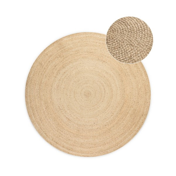 Двустранен ютен кръгъл килим в цвят слонова кост ø 200 cm Braided – Hanse Home