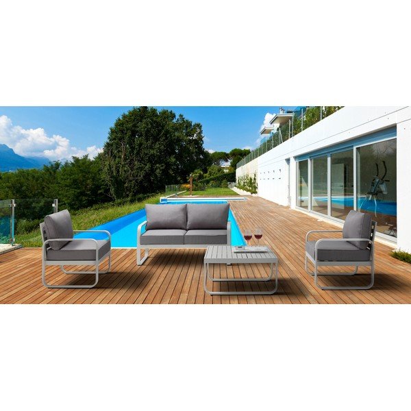 Светлосив метален градински стол Ischia - Tomasucci-image-1