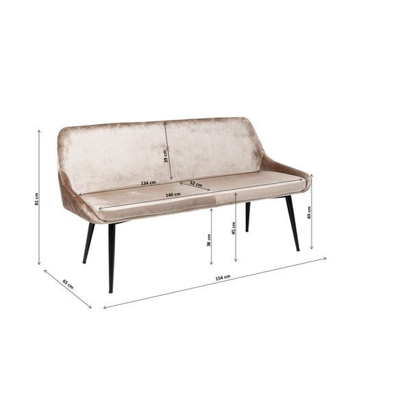 Бежова кадифена пейка East Side - Kare Design-image-1