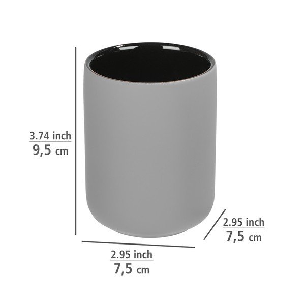 Сива керамична чаша за четки за зъби Avellino - Wenko-image-3