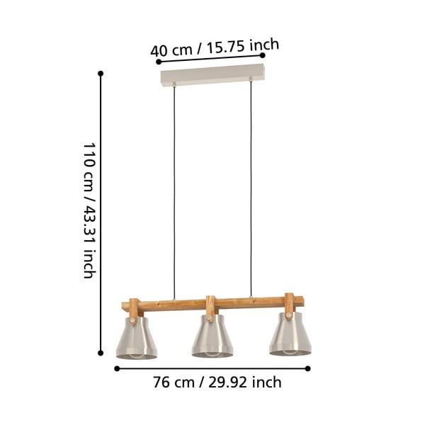 Висящо осветително тяло в сребрист и естествен цвят с метален абажур CAWTON – EGLO-image-2