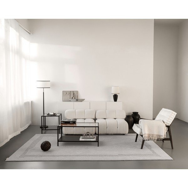 Светлосив вълнен килим 133x190 cm Morphic Rocca – Agnella-image-4