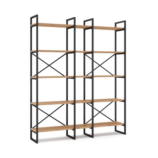 Рафт от черен/естествен дъб 144x175 cm Dusan - Marckeric-image-3