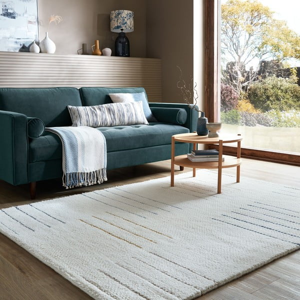 Кремав ръчно изработен вълнен килим 200x290 cm Dottie Geometric – Flair Rugs-image-1