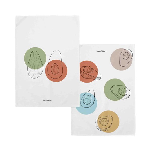 Памучни кърпи в комплект от 2 броя 50x70 cm Avocado - Happy Friday