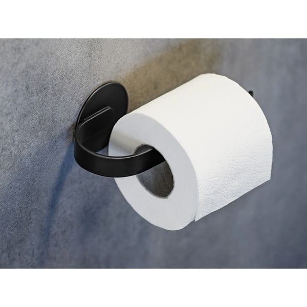 Матово черен самозалепващ метален държач за тоалетна хартия Bivio – Wenko-image-1