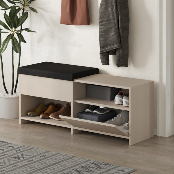Кремава стойка за обувки с място за сядане Romi – Marckeric-image-2