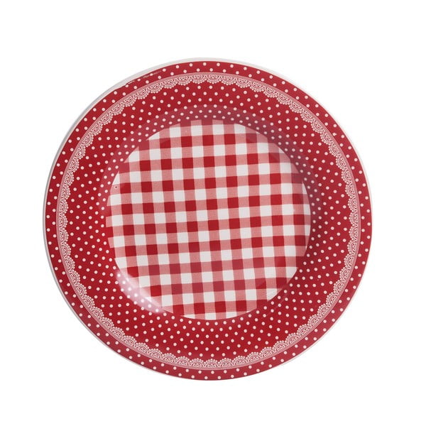 Dezertní talíř Red Dots&Checks, 20.5 cm
