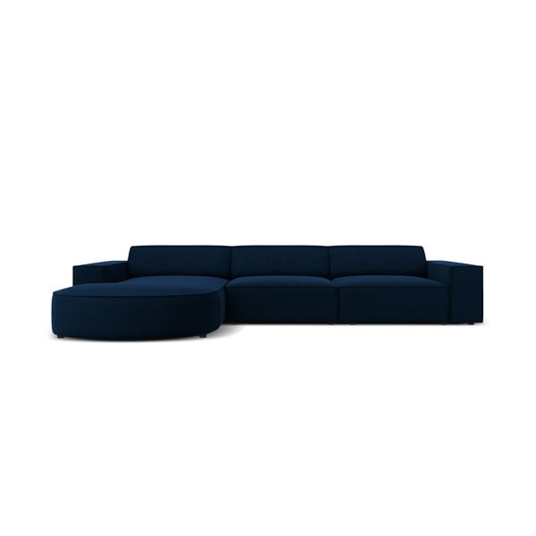 Ъглов диван от синьо кадифе (ляв ъгъл) Jodie - Micadoni Home