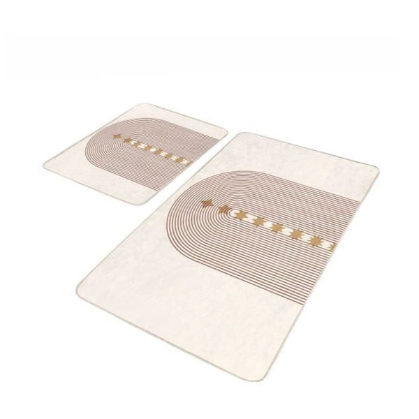 Бежови кадифени килими за баня в комплект от 2 бр. 60x100 cm – Mila Home