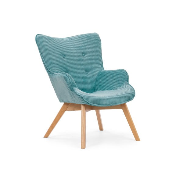 Тюркоазен фотьойл с табуретка от рипсено кадифе Niko – Ropez-image-4