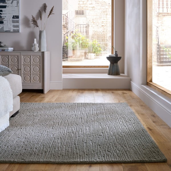 Сив ръчно изработен вълнен килим 160x230 cm Harris Boucle – Flair Rugs-image-1