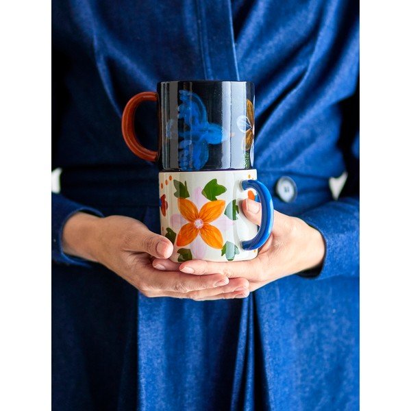 Черни/бежови керамични чаши в комплект 2 бр. 300 ml Maricala – Bloomingville-image-4