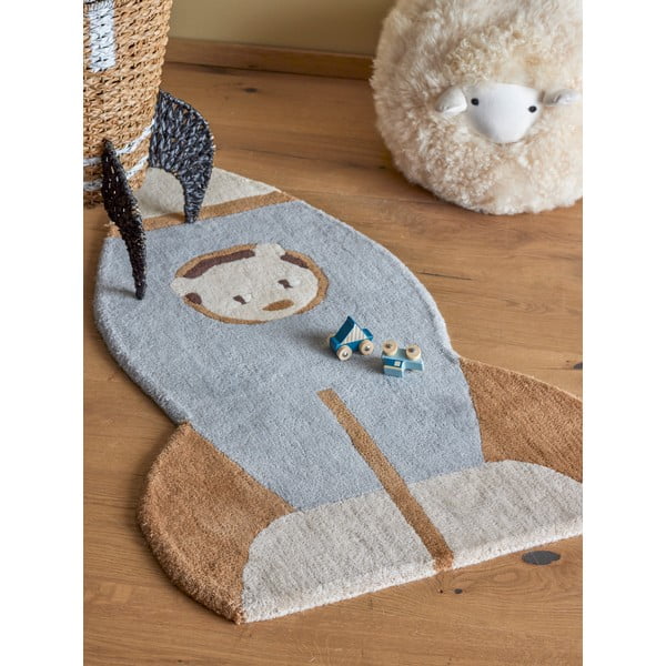 Вълнен детски килим в синьо и кафяво 60x100 cm Space – Bloomingville Mini-image-1