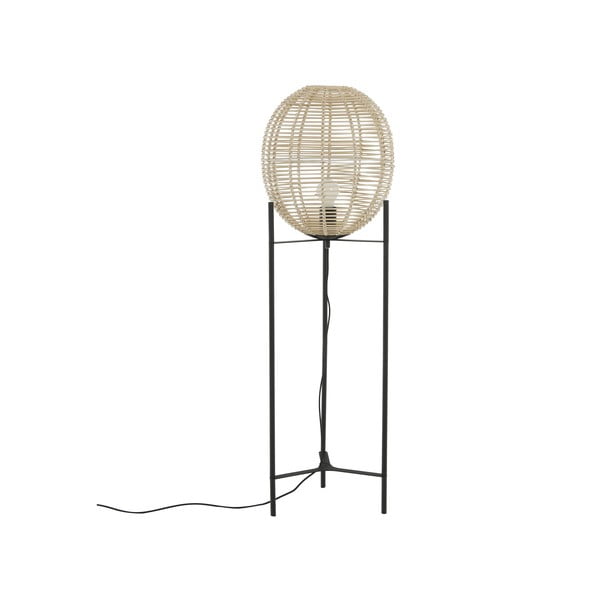 Черна подова лампа с абажур от ратан, височина 110 cm Wasa - Westwing Collection