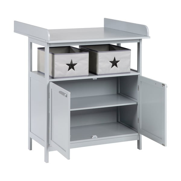 Сив детски скрин с маса за преповиване 87x100x75 cm Hamburg – Roba-image-2