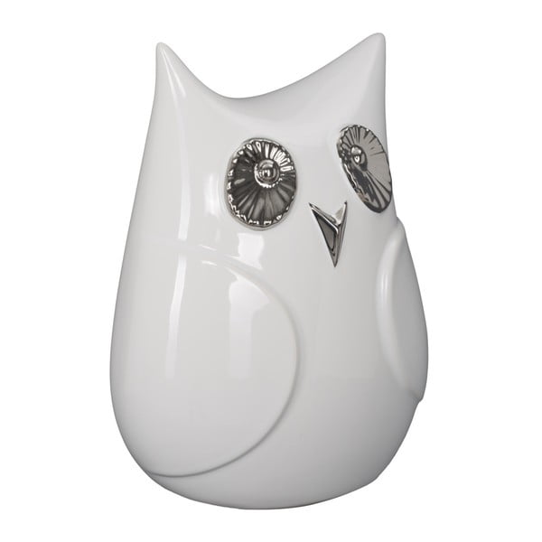 Bílá keramická dekorativní soška Mauro Ferretti Gufo Funny Owl, výška 21 cm