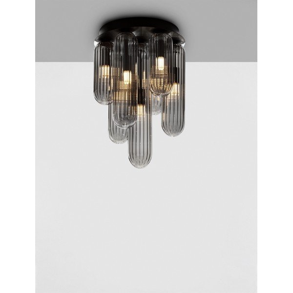 Сиво стъклено осветително тяло за таван със стъклен абажур Gustave – Nova Luce-image-4