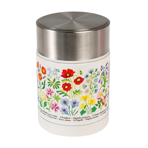 Детски термос за храна в кремав и сребрист цвят 450 ml Wild Flowers – Rex London