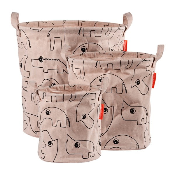 Комплект от 3 розови кошници за съхранение Contour - Done by Deer