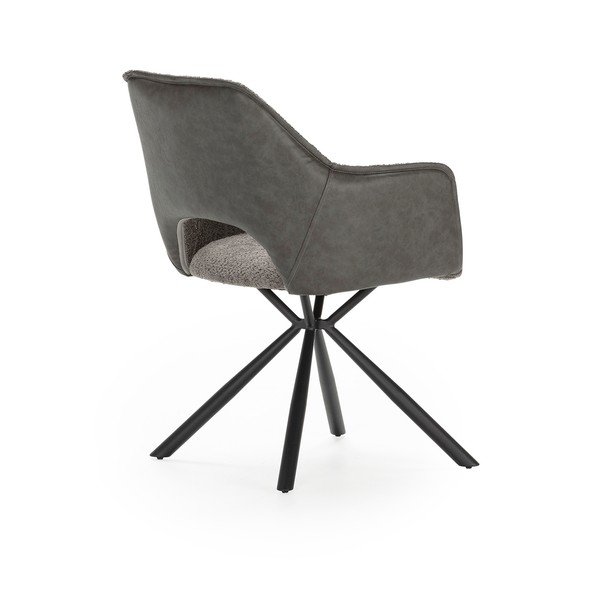 Сиви тапицирани трапезни столове в комплект с подлакътници 2 бр. Mariel – Marckeric-image-3