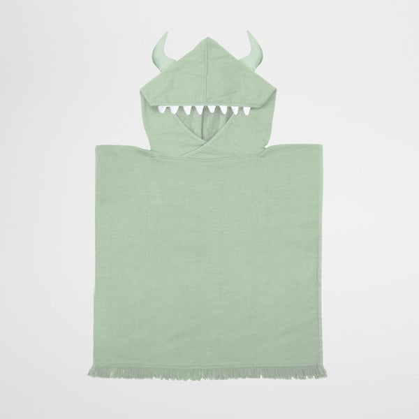 Зелена бебешка плажна кърпа с качулка , 3-6 години Monster - Sunnylife