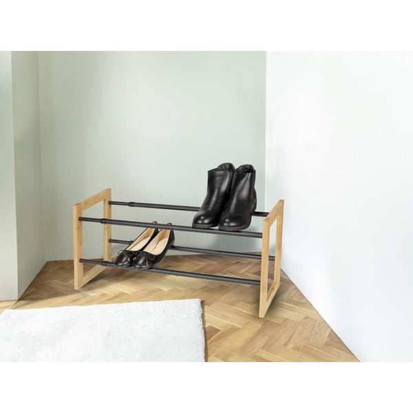 Метален телескопичен шкаф за обувки в черен и естествен цвят Ecori - Wenko-image-1