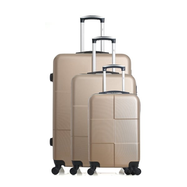 Комплект от 3 пътнически куфара в златисто на колелца Coronado - Hero