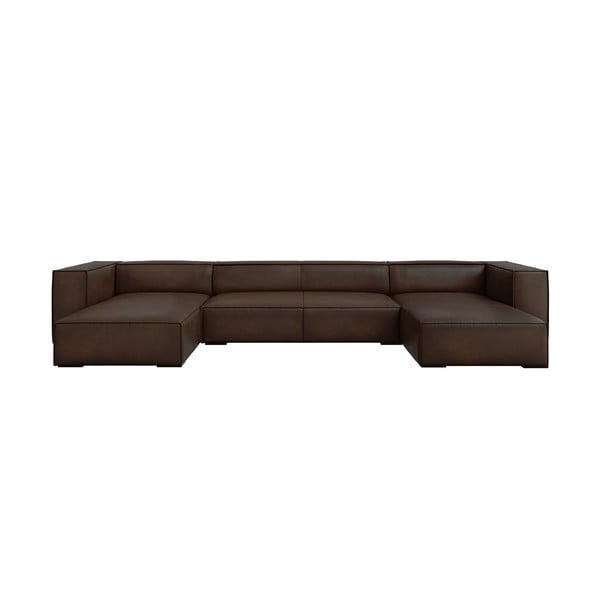 Тъмнокафяв кожен ъглов диван (U-образен) Madame - Windsor & Co Sofas