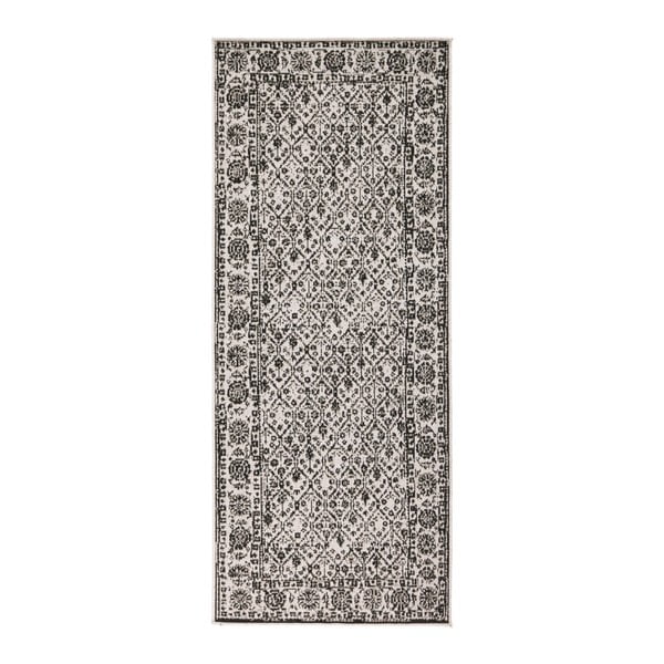 Černo-bílý vzorovaný oboustranný koberec Bougari Curacao, 80 x 350 cm