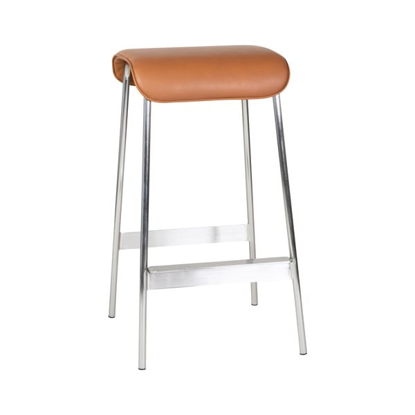 Тапицирани бар столове в комплект 2 бр. в цвят кафяв коняк/в сребрист цвят (височина на седалката 75 cm) Avenue – Hübsch-image-2