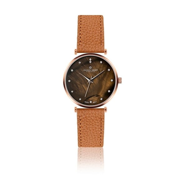 Дамски часовник с кафява каишка от естествена кожа Lychee - Frederic Graff
