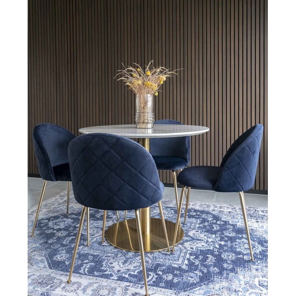 Кадифени трапезни столове в синьо-златисто в комплект от 2 броя Geneve - House Nordic-image-1