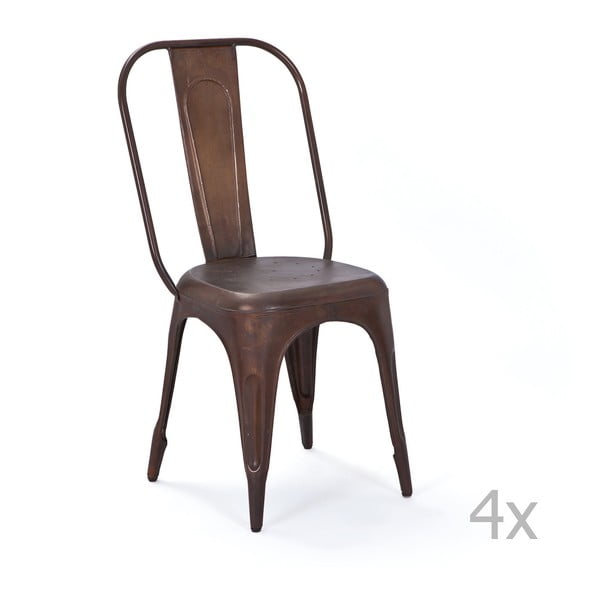 Комплект от 4 кафяви метални трапезни стола Aix - Interlink