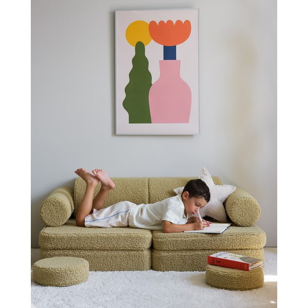 Зелен детски диван от букле 132 cm Settee – Wigiwama-image-4