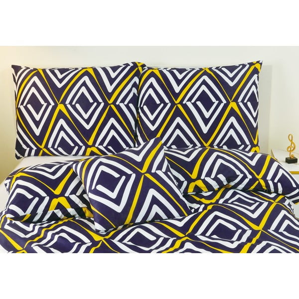 Тъмносиньо единично спално бельо от микросатен 6 части 140x200 cm Dylan – My House-image-1