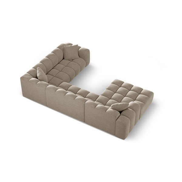 Светлокафяв шенилов ъглов диван (десен ъгъл/U форма) Treno – Cosmopolitan Design-image-3